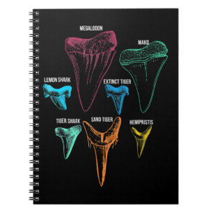 Caderno Espiral Chave de Identidade de Caça-Dentes de Tubarão
