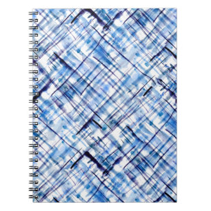 Caderno Espiral checkered, tartan, xadrez, clássico, azul, branco