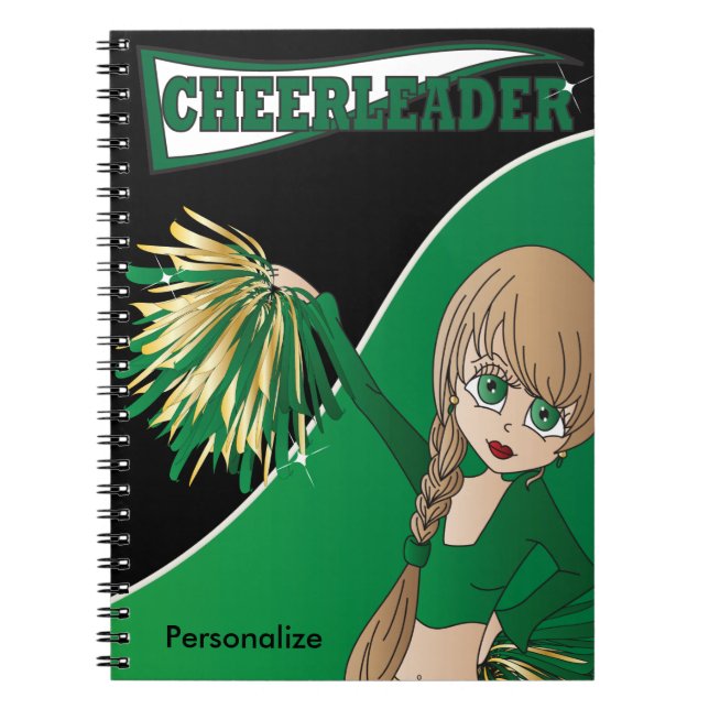 Caderno Espiral Cheerleader de Garota Bonita | DIY Name | Bloco de (Frente)