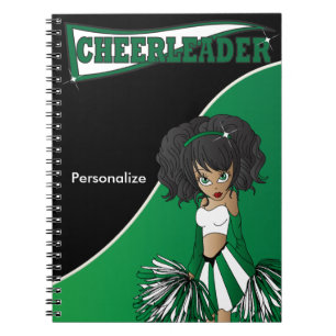 Caderno Espiral Cheerleader DIY Name Notebook verde escuro