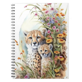 Caderno Espiral Cheetah Baby e Mamãe School Notebook Gift