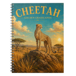 Caderno Espiral Cheetah Golden Grasslands Aquarela GeoSaga