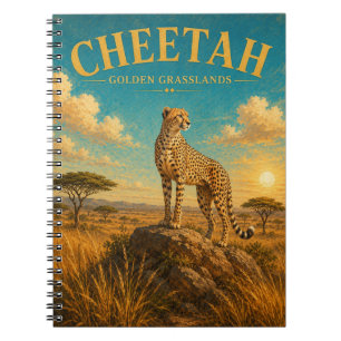 Caderno Espiral Cheetah Golden Grasslands Aquarela GeoSaga