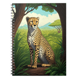 Caderno Espiral Cheetah in Lush Forest