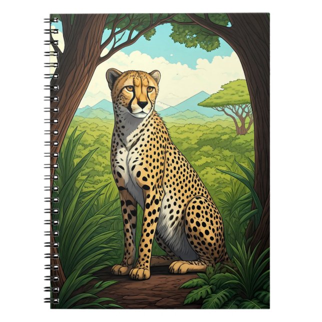 Caderno Espiral Cheetah in Lush Forest (Frente)