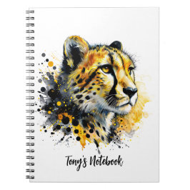 Caderno Espiral Cheetah Watercolor Dourada, Splatk Preto