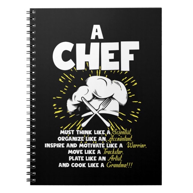 Caderno Espiral Chef De Declaração Perfeito Para Qualquer Connoiss (Frente)