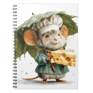 Caderno Espiral Chef Rato na Chuva com Guarda-Chuva de Folha e Que