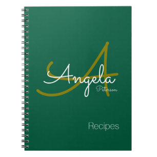 Caderno Espiral Chef Recebe Verde Moderno Monograma