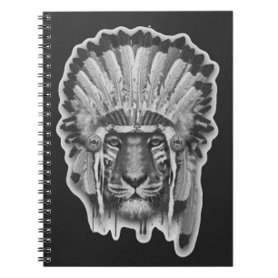 Caderno Espiral Chefe do tigre do nativo americano