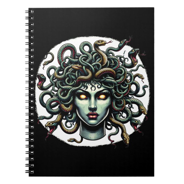 Caderno Espiral Cheio de Cobras do Green Gazing Medusa (Frente)
