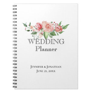 Caderno Espiral Cheire os Rosas, Planeador de Casamento de Swag Fl