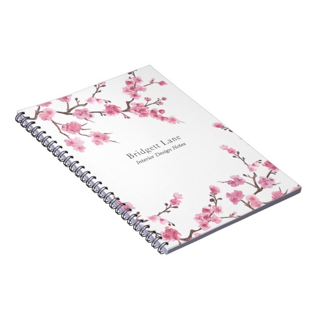 Caderno Espiral Cherry Blossom Bloom | Nome + Título (Lado Direito)