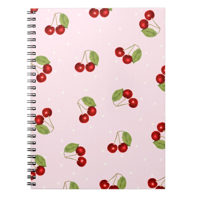 Caderno Espiral Cherry Fruit Pattern Notebook (Frente)