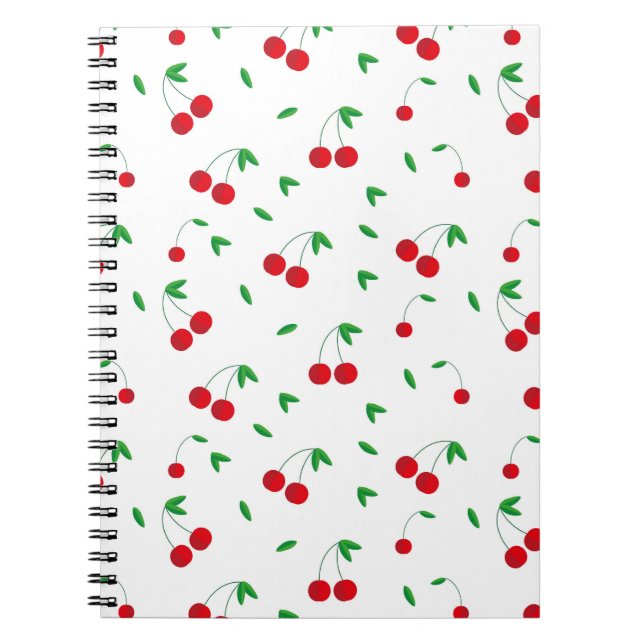 Caderno Espiral Cherry Pattern Easy Cherry Drary Art Cher (Frente)