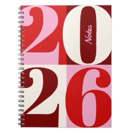 Caderno Espiral Cherry Red and Pink Bold Year Color Block