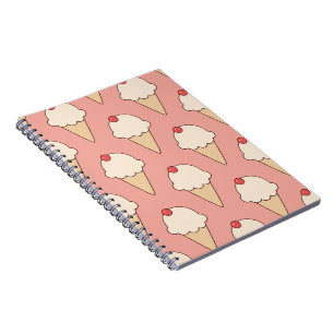 Caderno Espiral Cherry Top Sorvete Cones a Rosa