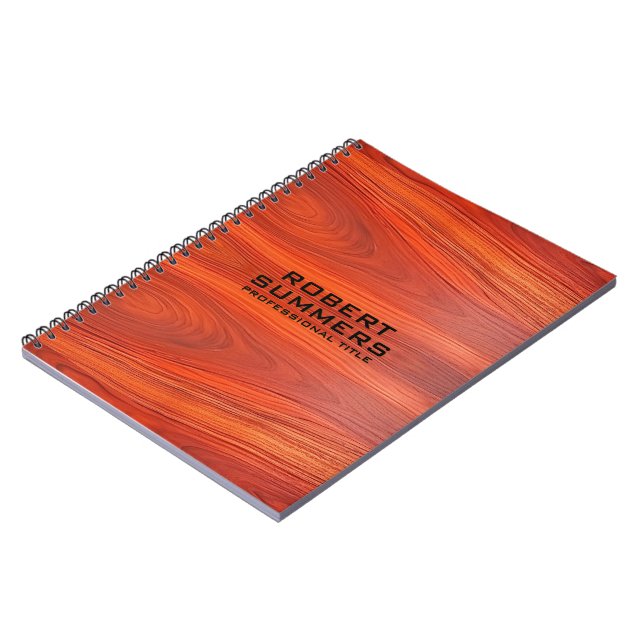 Caderno Espiral Cherry Wood Custom Typography (Left Side)