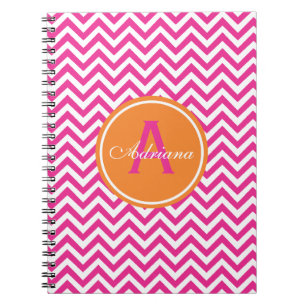 Caderno Espiral Chevron formal no rosa quente