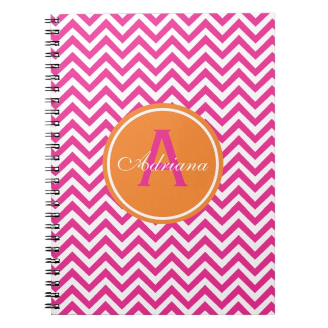 Caderno Espiral Chevron formal no rosa quente (Frente)