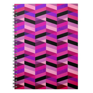 Caderno Espiral Chevron/Herringbone Abstrato   Roxos e Violeta