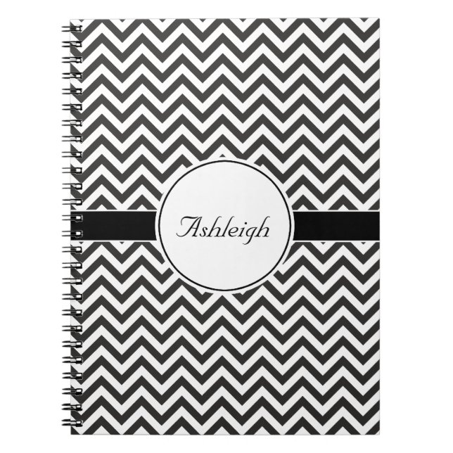 Caderno Espiral Chevron Preto (Frente)