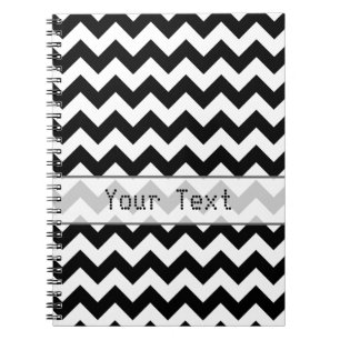 Caderno Espiral Chevron preto e branco - texto feito sob encomenda