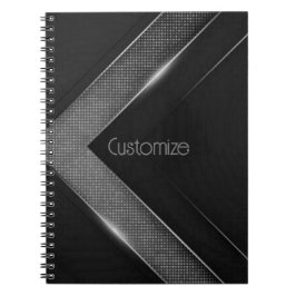 Caderno Espiral Chevron Preto E Cinza