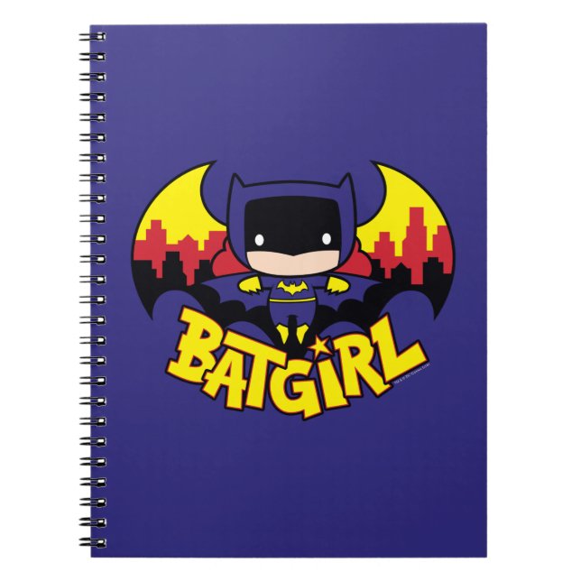 Caderno Espiral Chibi Batgirl Com Skyline & Logo Gotham (Frente)