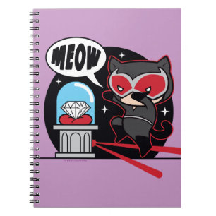 Caderno Espiral Chibi CatWomen Roubando Um Diamante