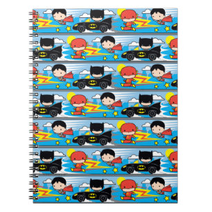 Caderno Espiral Chibi Flash, Super-Homem e padrão de corrida de B