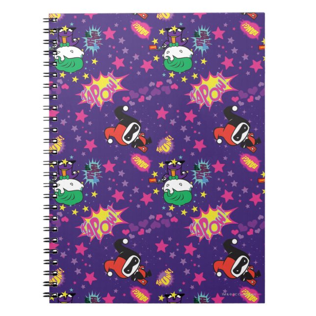 Caderno Espiral Chibi Joker e Harley Pattern (Frente)