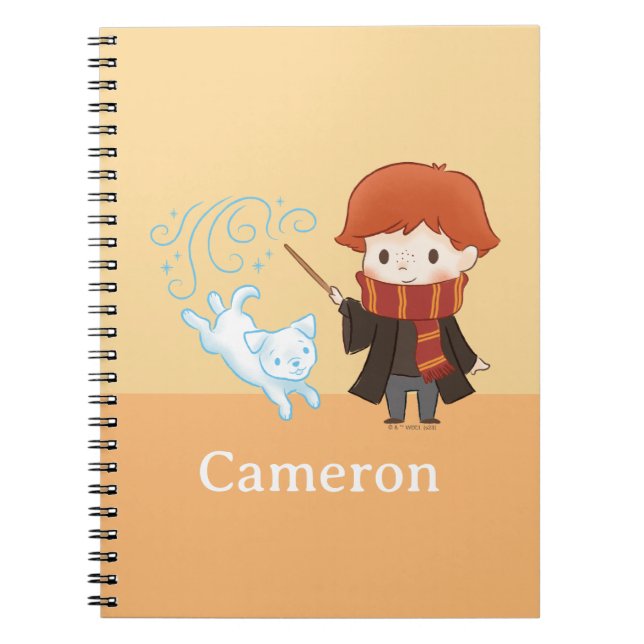 Caderno Espiral Chibi Ron Weasley Patronus (Frente)