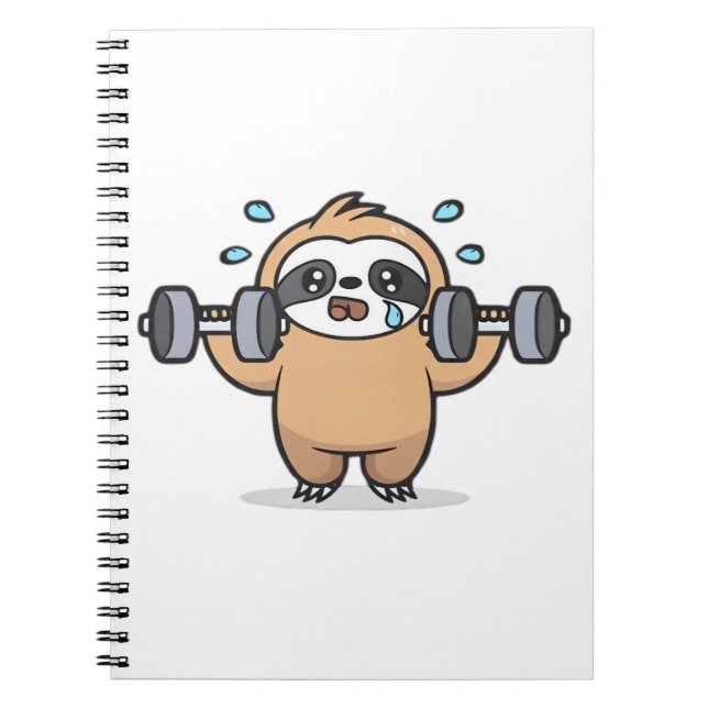Caderno Espiral Chibi Sloth Gym Fail � Cute Kawaii Funny Workout A (Frente)