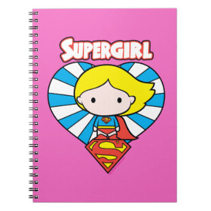 Caderno Espiral Chibi Supergirl Starburst Heart and Logo