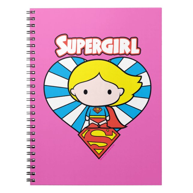 Caderno Espiral Chibi Supergirl Starburst Heart and Logo (Frente)