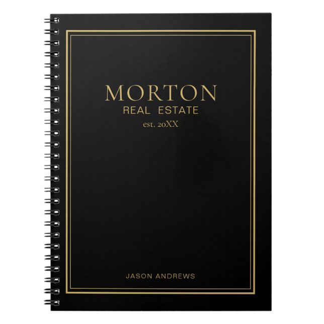 Caderno Espiral Chic Black Gold Real Estate Notebook (Frente)