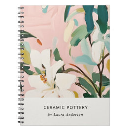 Caderno Espiral Chic Boho Cor-de-rosa Cor-de-rosa Verde Pintado Fl