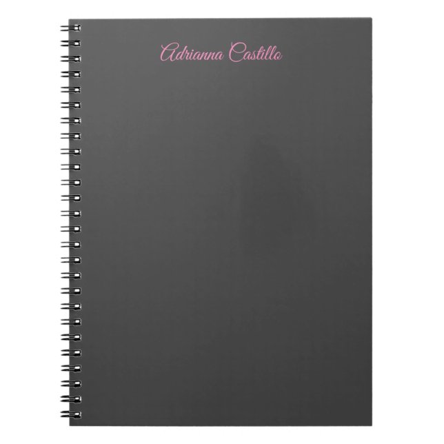 Caderno Espiral Chic Caligrafia Nome Minimalista Simples e Elegant (Frente)