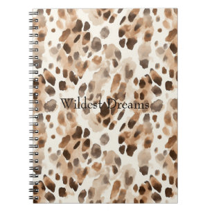 Caderno Espiral Chic Cream Brown Leopardo Impressão Animal