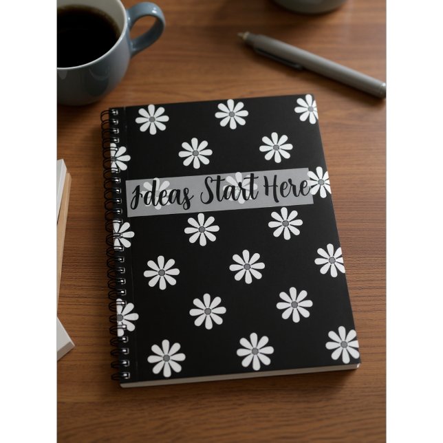 Caderno Espiral Chic Daisy Pattern Notebook – Minimal & Stylish (Criador carregado)