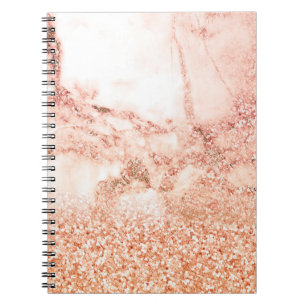 Caderno Espiral Chic Elegante - Mármaco de brilho do Ombre Dourado
