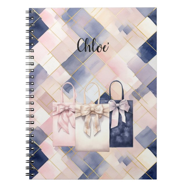 Caderno Espiral Chic French Blue Pink Gift Bags (Frente)
