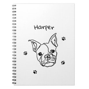 Caderno Espiral Chic French Bulldog Line Art: Edite seu texto