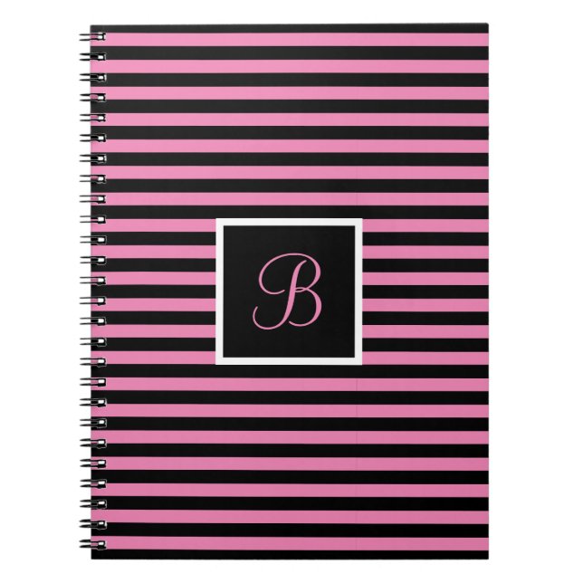 Caderno Espiral Chic - Letra inicial personalizada cor-de-rosa e p (Frente)