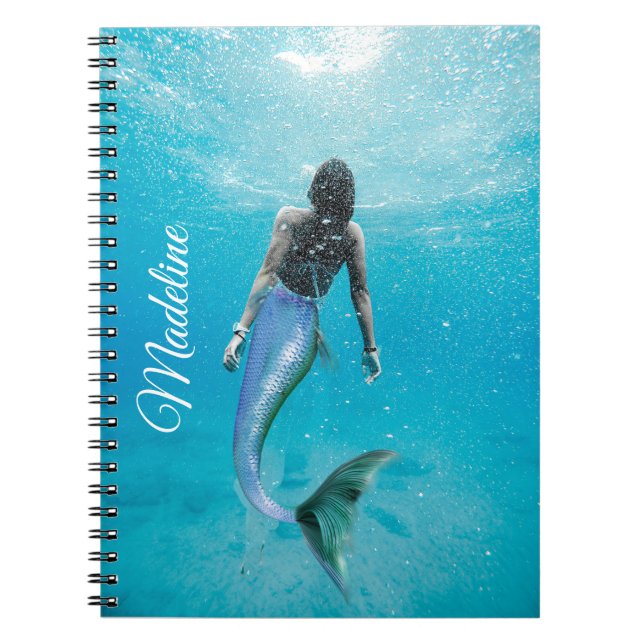 Caderno Espiral Chic Moderna do Oceano Azul Sereia (Frente)