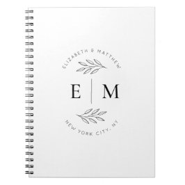 Caderno Espiral Chic Moderno Minimalista do Casamento