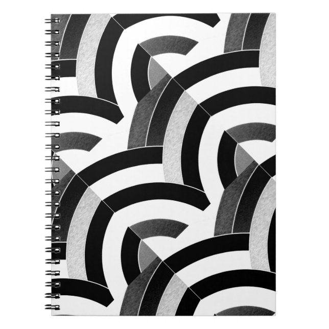 Caderno Espiral chic na moda preto/branco (Frente)