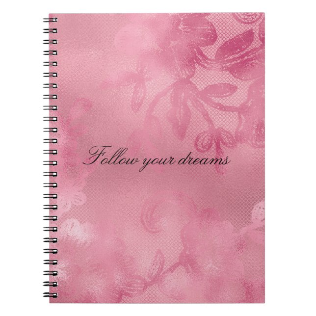 Caderno Espiral Chic Pink Lace (Frente)