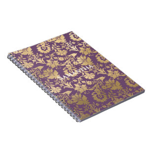 Caderno Espiral Chic Purple Dourado Floral